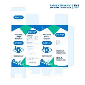 Modern Pharmaceutical Eye Drop Box Packaging Design Template SDC002 Stock Illustration