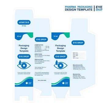 Modern Pharmaceutical Eye Drop Box Packaging Design Template SDC001 Stock Illustration