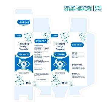 Modern Pharmaceutical Eye Drop Box Packaging Design Template SDC003 Stock Illustration