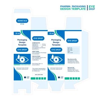 Modern Pharmaceutical Eye Drop Box Packaging Design TemplateSDC004 Stock Illustration