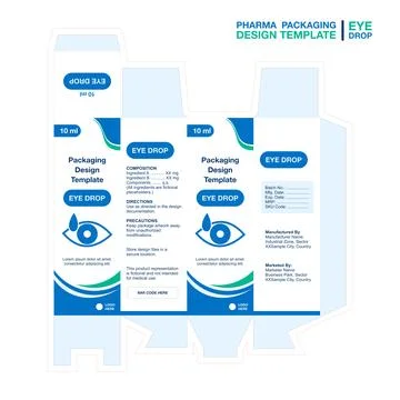 Modern Pharmaceutical Eye Drop Box Packaging Design Template SDC005 Stock Illustration