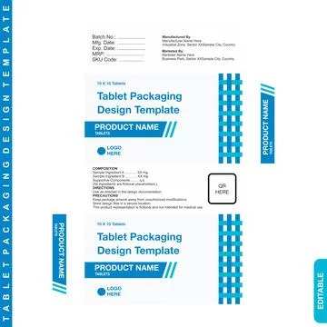 Modern Pharmaceutical Tablet Box Packaging Design Template SPP063 Stock Illustration
