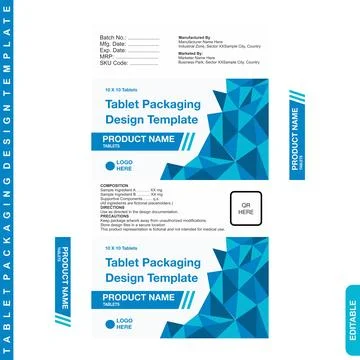 Modern Pharmaceutical Tablet Box Packaging Design Template SPP062 Stock Illustration