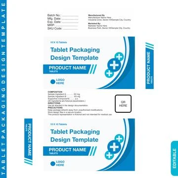 Modern Pharmaceutical Tablet Box Packaging Design Template SPP064 Stock Illustration