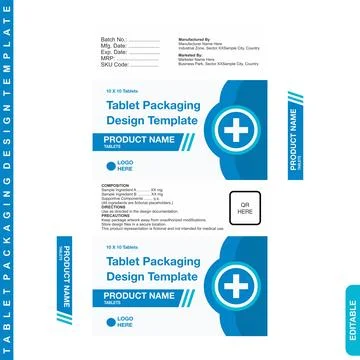 Modern Pharmaceutical Tablet Box Packaging Design Template SPP065 Stock Illustration