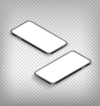 Modern phone with blank screen vector mockup isolated on transparent Illustrazione stock