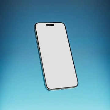 Modern phone mockup with blank empty screen on blue gradient background, 3d.. Stock Illustration