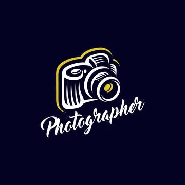 Modern photographer camera logo. Vector illustration. Stock Illustration