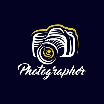 Modern photographer camera logo. Vector illustration. Illustrazione stock