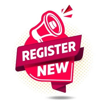 Modern Pin With Text Register Now Stock Illustration