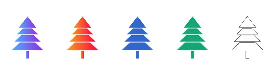 Modern Pine Tree Icon Set for Web Design Stock Illustration