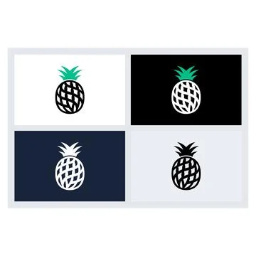 Modern Pineapple Logo Icon Set Minimalist Design Ilustración de archivo