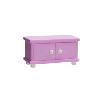 Modern pink 3D bedside table with round elegant handles and doors on a white Stock Illustration
