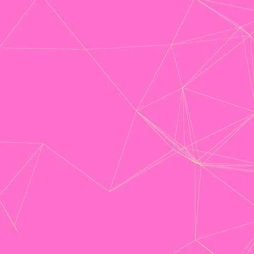 Modern Pink Abstract Geometric Background with Minimalist Yellow Network Plexus Stock Illustration