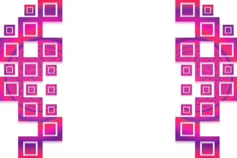 Modern Pink and Violet Square Mosaic Border Background with Copy Space Stock Illustration