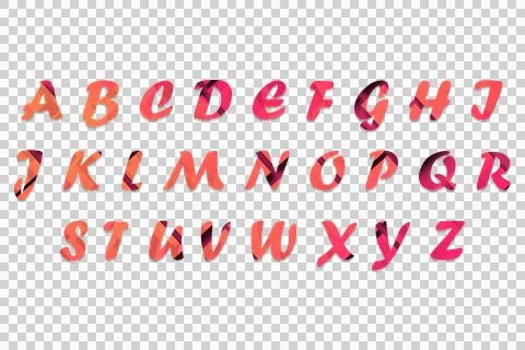 Modern Pink Coral Script Alphabet Set with Abstract Pattern PNG Stockillustratie