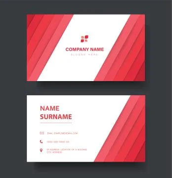 Modern pink lines double sided business card template Stock Illustration