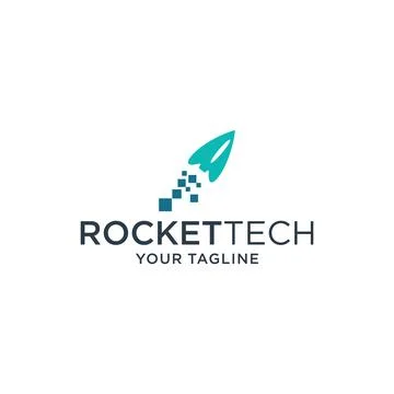 Modern pixel rocket logo vector. symbol icon of software technology digital.. Stock Illustration