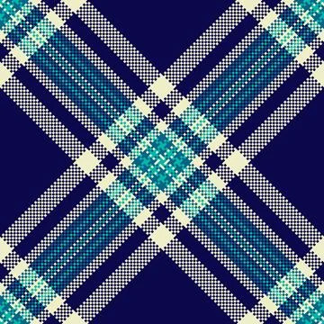 Modern pixelated plaid pattern in navy and teal. This seamless geometric de.. Stock Illustration