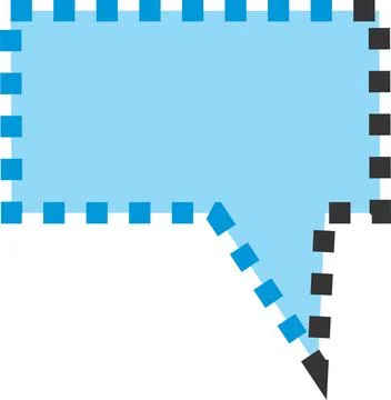 A modern, pixelated speech bubble vector with a blue and black border. Idea.. Illustration