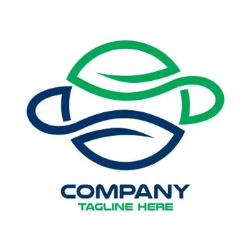 Modern planet Earth and a leaf of nature logo. Vector illustration. Stock Illustration