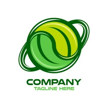 Modern planet Earth and a leaf of nature logo. Vector illustration. Illustrazione stock