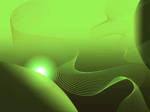 Modern planetary abstract green background with helix spiral lines and sun Stock Illustration