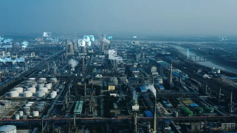 Modern plant and communication network concept. IoT (Internet of Things). IND Vídeo Stock 128504001