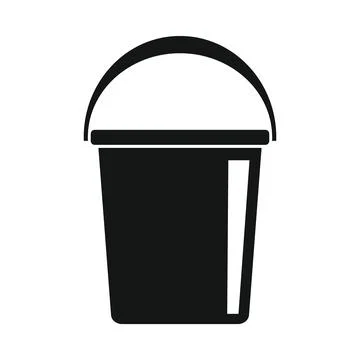 Modern plastic bucket black simple icon Stock Illustration
