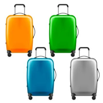 Modern plastic wheeled suitcase - set of baggage Stock Illustration