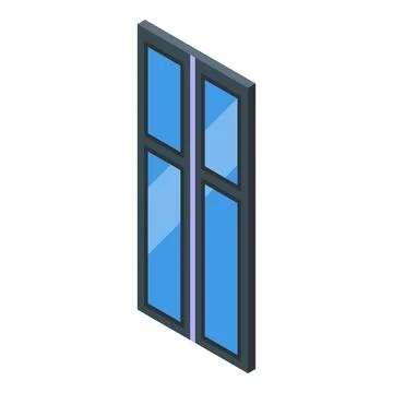 Modern plastic window installing in house wall isometric view Stock Illustration