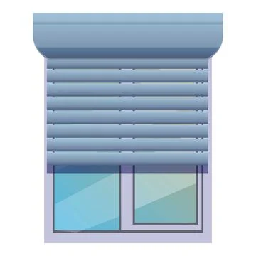 Modern plastic window with rolling shutter protecting from sunlight Stock Illustration