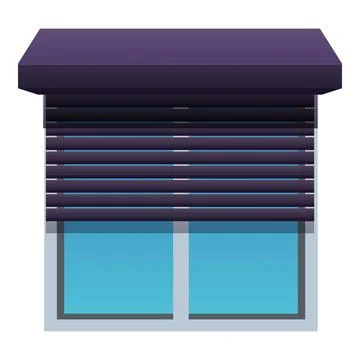 Modern plastic window with rolling shutters and awning protecting from sun Ilustración de archivo