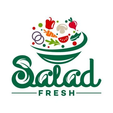 Modern plate with salad logo Stock Illustration