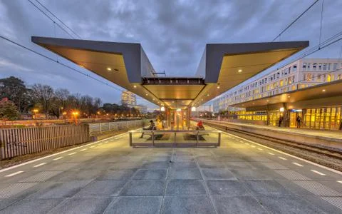 Modern platform train station Stock Photos