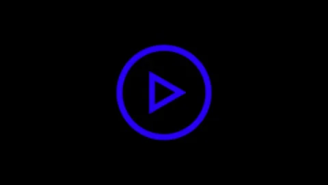 Modern play button icon on dark background Stock Footage 333685354