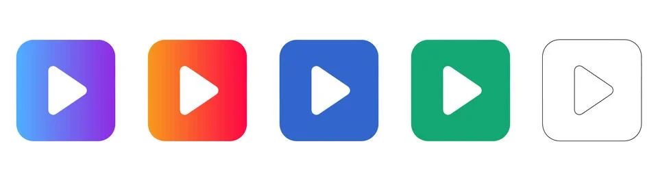 Modern Play Button Icons in Multiple Styles Stock Illustration
