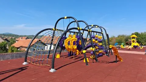 The modern playground climbing structure Foto stock