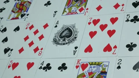 Modern playing poker cards on the table in the casino Stock Footage 89545310