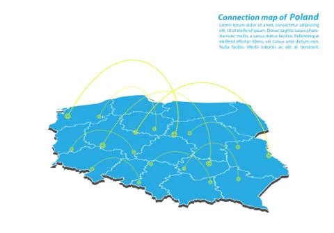Modern of poland Map connections network design, Best Internet Concept of pol Stock Illustration