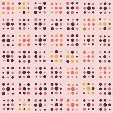 Modern polka dot grid pattern uses warm purple and yellow tones for playful.. Stock Illustration