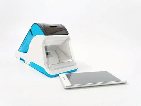 Modern portable 3d scanner device with smartphone Stock Photos