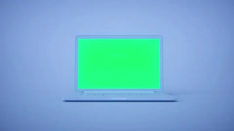 Modern Portable Computer With Blank Green Display for Digital Presentation Stock Footage 344550462