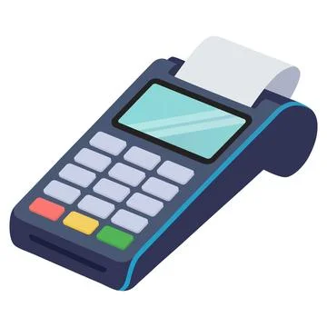 Modern POS Card Payment Terminal with Receipt Vector Illustration Stock Illustration