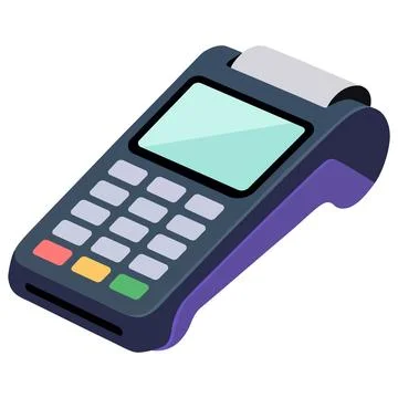 Modern POS Payment Terminal with Receipt Vector Illustration Stock Illustration
