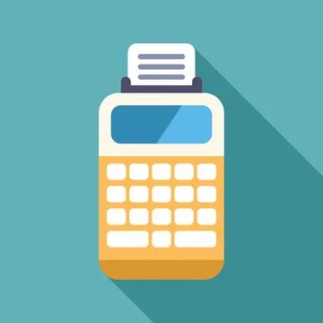 Modern pos terminal printing receipt on teal background Stock Illustration