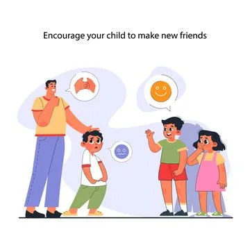 Modern positive parenting. Parent helping a child to conquer fears Stock Illustration