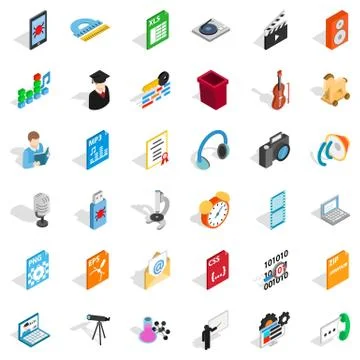 Modern post office icons set, isometric style Illustrazione stock