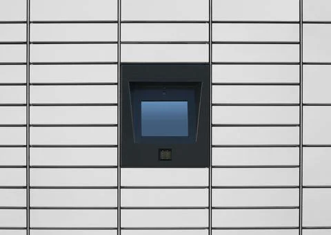 Modern postal machine for parcels and letters Stock Photos
