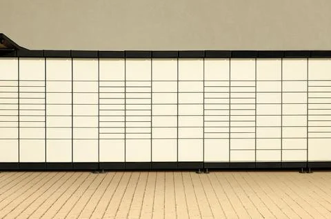 Modern postal machine for parcels and letters outdoors Stock Photos